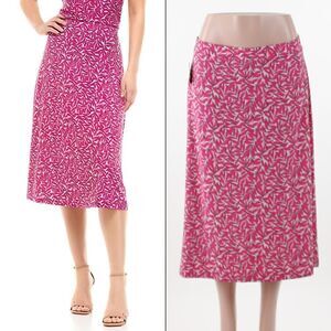 Kasper Womens Printed Flared Midi Sk Pink Perfection